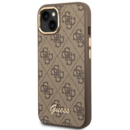 Original Case IPHONE 14 PLUS Guess Hard Case 4G Vintage Gold Logo (GUHCP14MHG4SHW) brown