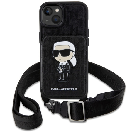 Karl Lagerfeld KLHCP14SCSAKHPKK iPhone 14 6.1&quot; hardcase black/black Crossbody Saffiano Monogram Ikonik