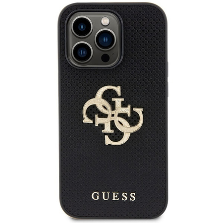 Etui Guess Perforated 4G Glitter do iPhone 15 Pro - czarne