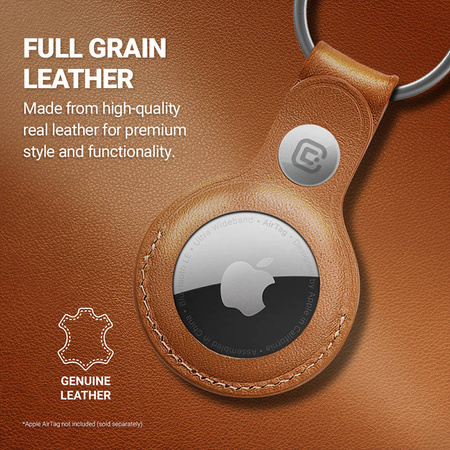 Crong Leather Case with Key Ring – Skórzany brelok do Apple AirTag (brązowy)