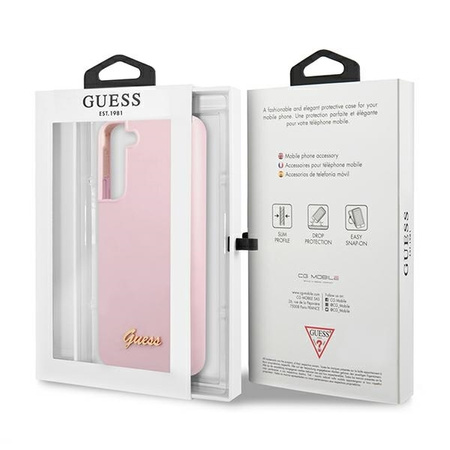 Guess GUHCS22MLSLMGLA S22 + S906 lavendel / lavendel Hardcase Silikon-Schriftzug Metall-Logo