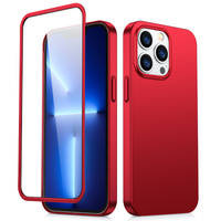 Joyroom 360 Full Case etui pokrowiec do iPhone 13 Pro Max obudowa na tył i przód + szkło hartowane czerwony (JR-BP928 red)