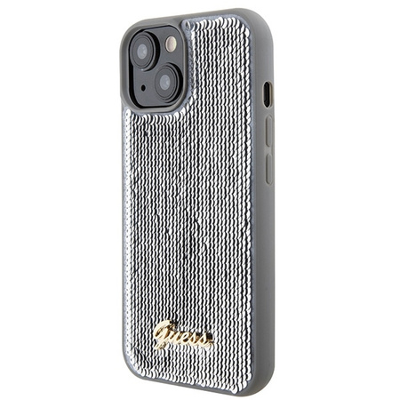 Guess Sequin Script Metal case for iPhone 15 - silver