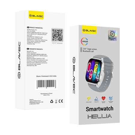 Blavec Smartwatch W18 Hellia AMOLED (SWW18-G) szary