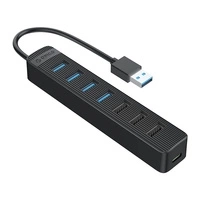 HUB 7-portowy input: USB-A 3.0 / output: 4x USB-A 3.0 + 3x USB-A 2.0 - czarny