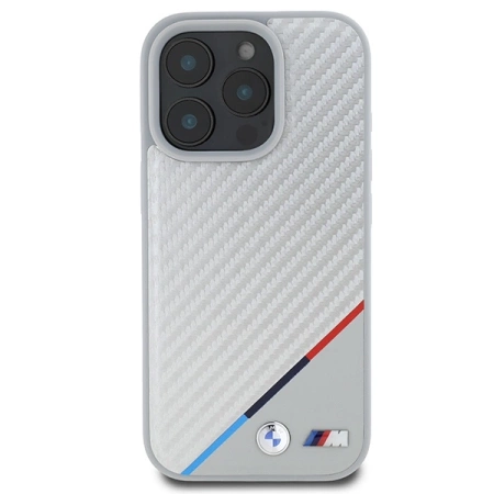 BMW M Carbon Tricolor Line MagSafe Case for iPhone 16 Pro Max - Gray