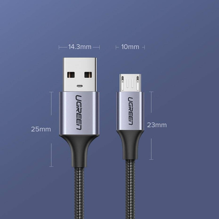 Ugreen kabel przewód USB - micro USB 1m szary (60146)