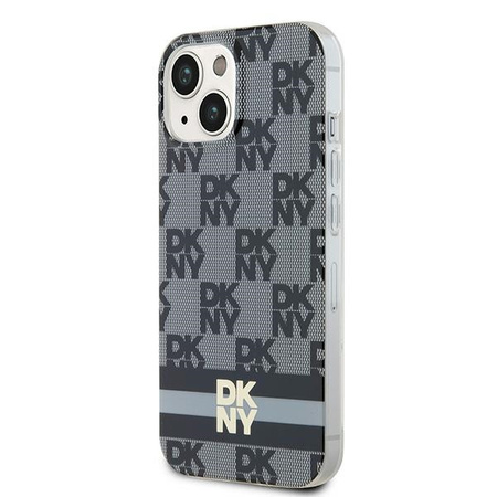 DKNY DKHMP14SHCPTSK iPhone 14 / 15 / 13 6.1" czarny/black hardcase IML Checkered Mono Pattern & Printed Stripes MagSafe