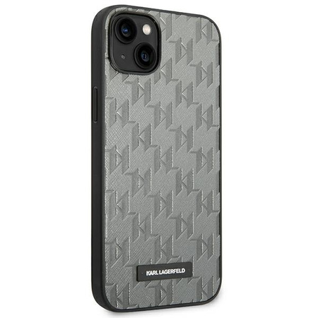 Original Case IPHONE 14 Karl Lagerfeld Hardcase Saffiano Mono Metal Logo (KLHCP14SSAKLHPG) gray