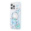 Kingxbar Butterfly Series magnetyczne etui iPhone 14 Pro MagSafe etui z motylami niebieskie