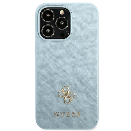 Original Handyhülle IPHONE 13 PRO MAX Guess Hardcase Saffiano 4G Small Metal Logo (GUHCP13XPS4MB) blau