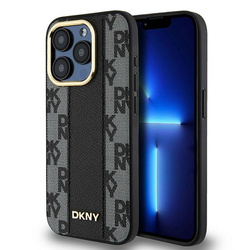 DKNY DKHMP15LPCPVSLK iPhone 15 Pro 6.1" czarny/black hardcase Leather Checkered Mono Pattern MagSafe