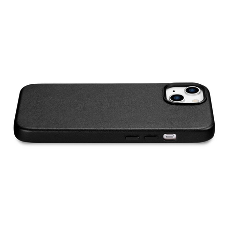 iCarer Case Leather genuine leather case for iPhone 14 Plus schwarz () (MagSafe compatible)