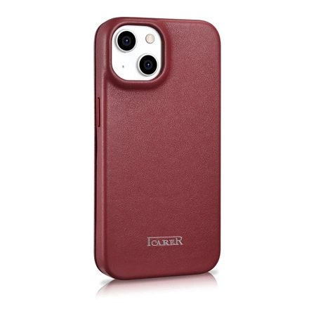 iCarer CE Premium Leather Folio Case iPhone 14 magnetic flip case MagSafe red (WMI14220713-RD)