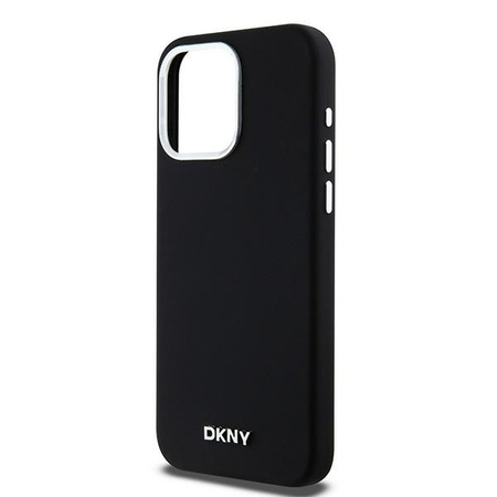 Etui DKNY Liquid Silicone Small Metal Logo MagSafe na iPhone 14 Pro Max - czarne