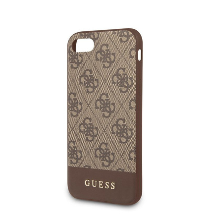 Guess 4G Bottom Stripe Collection - Etui iPhone SE 2020 / 8 / 7 (brązowy)