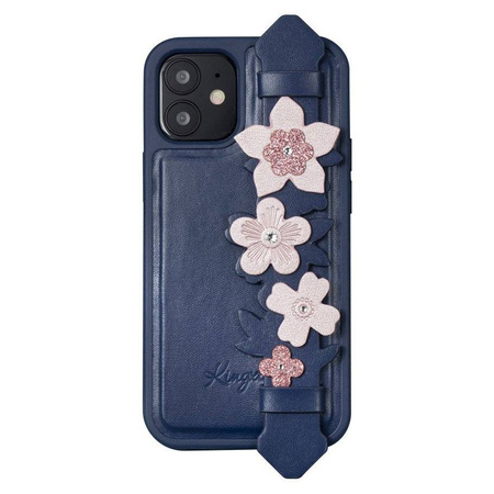 Kingxbar Sweet Series żelowe etui ozdobione oryginalnymi Kryształami Swarovskiego z podstawką iPhone 12 Pro / iPhone 12 niebieski