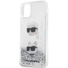 Original Handyhülle IPHONE 11 / XR Karl Lagerfeld Hardcase Liquid Glitter Karl & Choupette Heads (KLHCN61LDHKCNS) silber