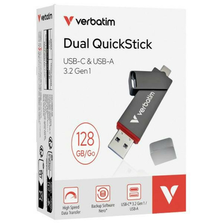 Verbatim Pendrive 128GB USB-A/USB-C Dual  QuickStick 32040