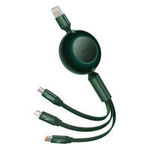 Baseus Bright Mirror 2 retractable cable 3in1 USB Type A - micro USB + Lightning + USB Type C 66W 1.1m green (CAMJ010106)