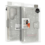 Liavec Glitter Magsafe Book Case do Samsung Galaxy S22 srebrny