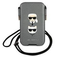 Karl Lagerfeld Handtasche KLHCP12LOPHKCG 6,7 &quot;grau / graues Hardcase Saffiano Ikonik Karl &amp; Choupette Head