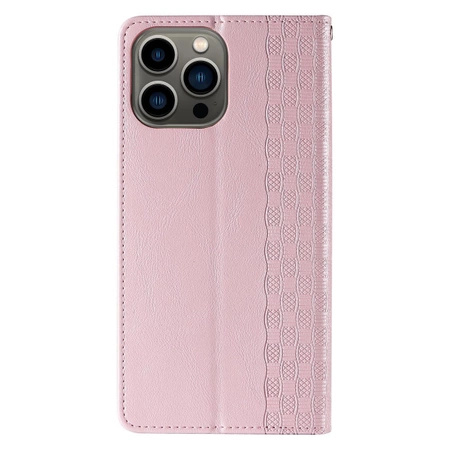 Magnet Strap Case iPhone 14 Hülle Flip Wallet Mini Lanyard Ständer Pink