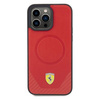 Original Handyhülle APPLE IPHONE 15 PRO Ferrari Hardcase Carbon Metal Logo MagSafe (FEHMP15LPTER) rot