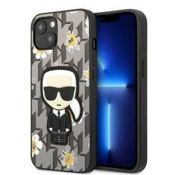 Original Handyhülle IPHONE 13 Karl Lagerfeld Flower Ikonik Karl (KLHCP13MPMNFIK1) grau