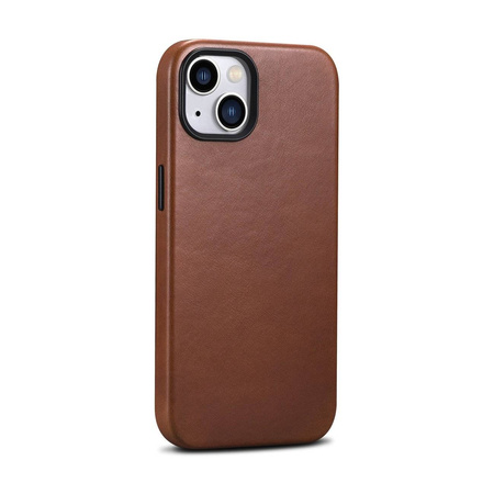 iCarer Case Leather genuine leather case for iPhone 14 Plus braun (WMI14220703-RB) (MagSafe compatible)