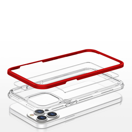 Klare 3in1 Hülle für iPhone 13 Pro Frame Cover Gel Rot