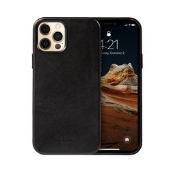 Crong Essential Cover - Etui ze skóry ekologicznej iPhone 12 Pro Max (czarny)