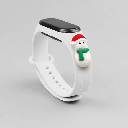 Strap Xmas opaska do Xiaomi Mi Band 4 / Mi Band 3 świąteczny silikonowy pasek bransoletka biały (bałwanek 1)