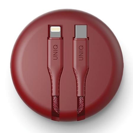 UNIQ kabel MFI Halo USB-C-Lightning 18W nylonowy zwijany 1,2m czerwony/carmine red