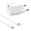 XO ładowarka sieciowa CE01B PD 20W 1x USB-C biała + kabel USB-C - Lightning