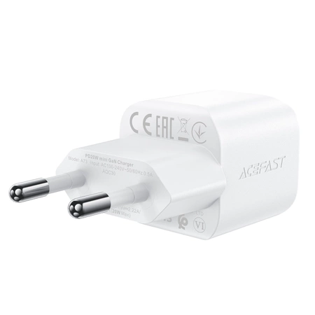 Acefast A73 Mini PD 20W GaN-Wandladegerät + USB-C-Kabel – Weiß