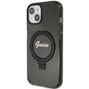 Guess Ring Stand Script Glitter MagSafe case for iPhone 15 - black