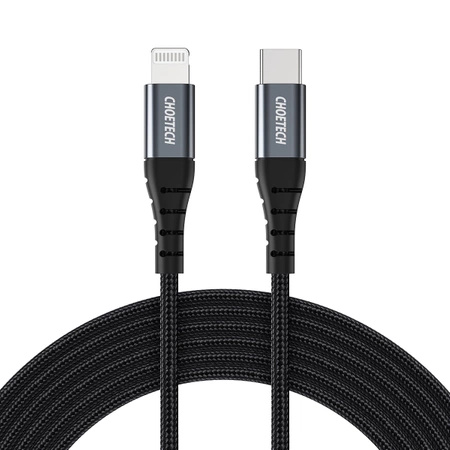 Choetech IP0041 USB-C / Lightning MFi 480 Mbit/s 3A 2 m Kabel – Schwarz