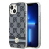 DKNY DKHMP14SHCPTSK iPhone 14 / 15 / 13 6.1" czarny/black hardcase IML Checkered Mono Pattern & Printed Stripes MagSafe