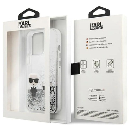 Karl Lagerfeld KLHCP13LGKCS 13 Pro / 13 6,1" srebrny/silver hardcase Liquid Glitter Karl&Choupette