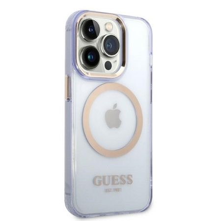 Guess GUHMP14LHTCMU iPhone 14 Pro 6.1&quot; purple/purple hard case Gold Outline Translucent MagSafe