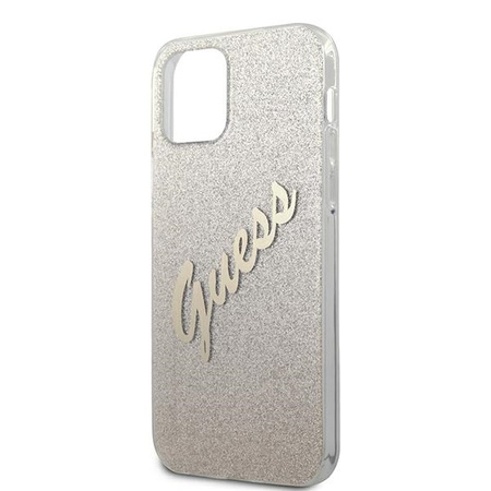 Guess Glitter Gradient Script - Etui iPhone 12 / iPhone 12 Pro (złoty)