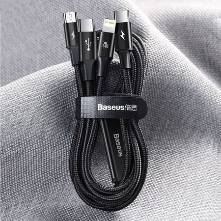 BASEUS RAPID 3IN1 TYPE-C & LIGHTNING & MICRO-USB CABLE PD20W 150CM BLACK