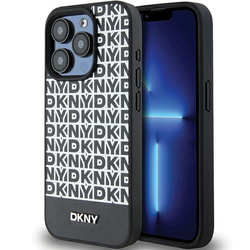 DKNY DKHMP15LPSOSPK iPhone 15 Pro 6.1" czarny/black hardcase Leather Printed Pattern Metal Logo MagSafe