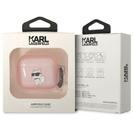 Original Case APPLE AIRPODS 3 Karl Lagerfeld Ikonik Choupette (KLA3HNCHTCP) pink