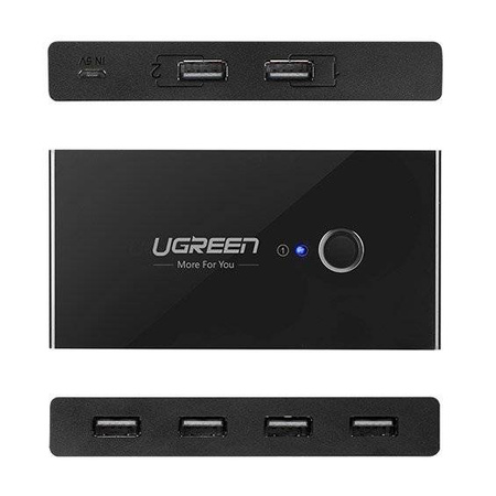 Ugreen switch box HUB przełącznik 4x USB 2.0 rozdzielacz USB na dwa komputery czarny (30767)