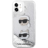 Original Handyhülle IPHONE 11 / XR Karl Lagerfeld Hardcase Liquid Glitter Karl & Choupette Heads (KLHCN61LDHKCNS) silber