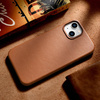 iCarer Case Leather genuine leather case cover for iPhone 14 Plus brown (MagSafe compatible)