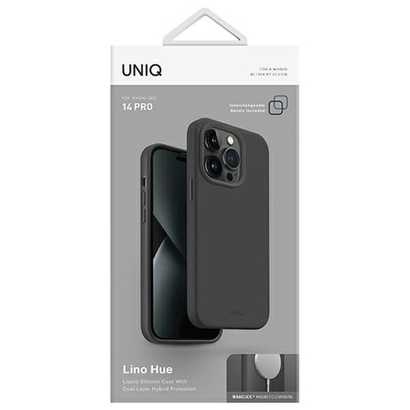 Uniq Hülle Lino Hue iPhone 14 Pro 6.1&quot; Magclick Charging grau/anthrazit