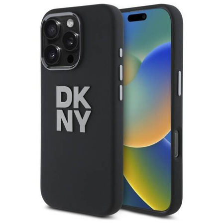 Oryginalne Etui IPHONE 16 PRO MAX DKNY Hardcase Liquid Silicone Metal Logo (DKHCP16XSMCBSK) czarne